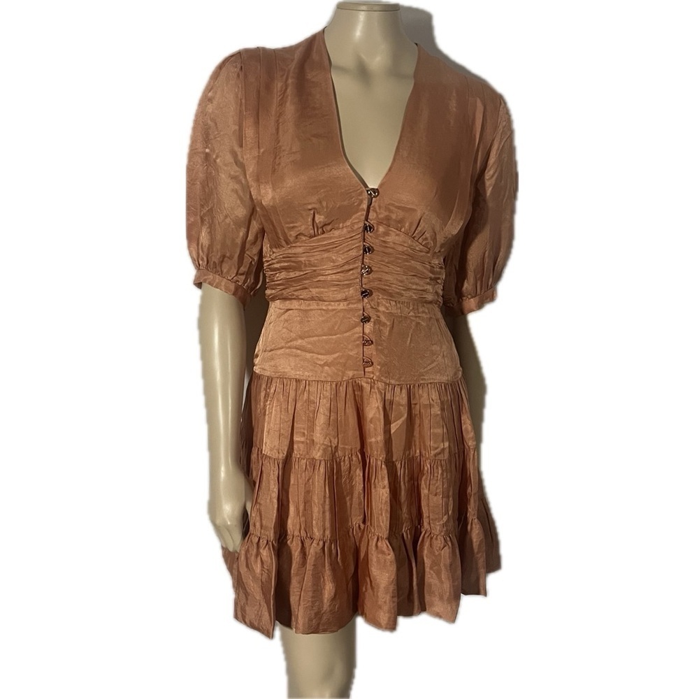 NWT Sandro Gathered tiered satin mini dress - Picture 9 of 16